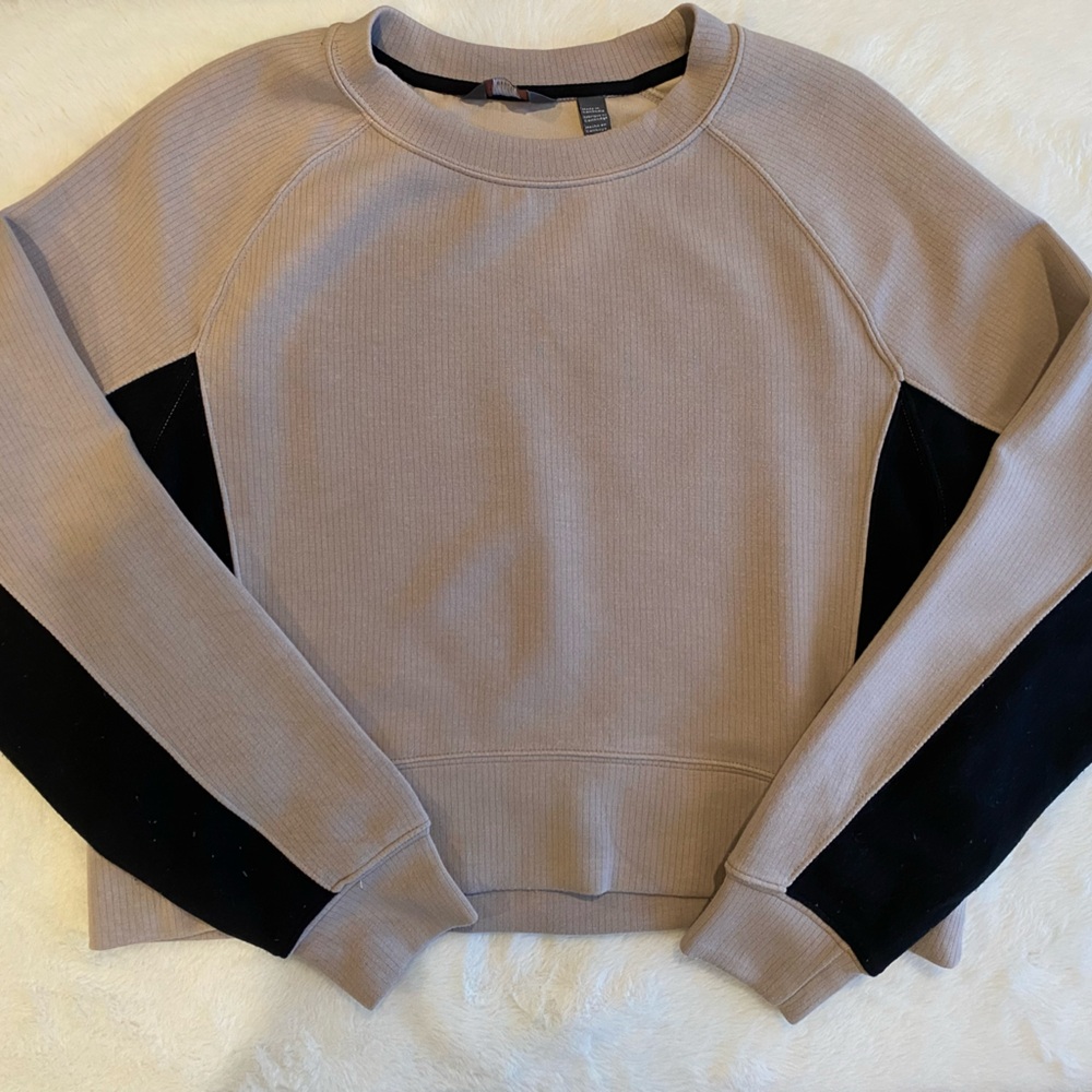 Danskin Beige and Black Crew Neck Sweater